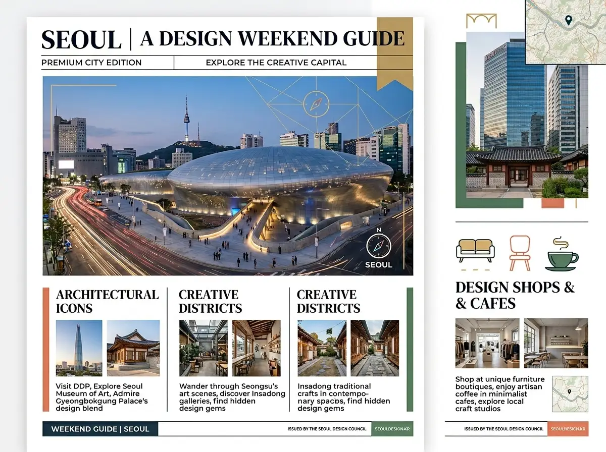 A grounded city guide poster featuring organized local details and a clean, easy-to-read layout.